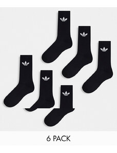 adidas Originals - Confezione da 6 paia di calzini neri con trifoglio-Nero