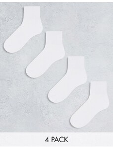 Lindex - Confezione da 4 paia di calzini sportivi bianchi a coste-Bianco