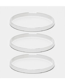 DesignB London - Set di 4 bracciali rigidi argento