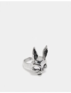 ASOS DESIGN - Anello argentato in acciaio inossidabile con design a forma di coniglio-Argento