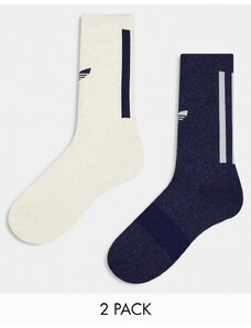 adidas Originals - Confezione da 2 paia di calzini bianco sporco e blu navy con trifoglio-Multicolore