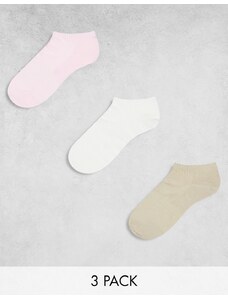 adidas Originals - Confezione da 3 paia di fantasmini rosa, bianco e beige-Multicolore