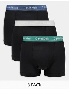 Calvin Klein - Confezione da 3 paia di boxer aderenti neri con fascia in vita a contrasto - Esclusiva ASOS-Nero