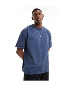ASOS DESIGN - T-shirt oversize pesante blu slavato-Blu navy