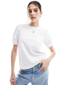 Vero Moda - T-shirt bianca con maniche a sbuffo-Bianco