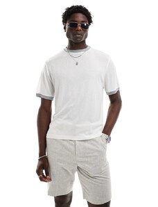 ASOS DESIGN - T-shirt squadrata in rete bianca con profili a contrasto-Bianco
