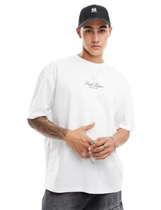 ASOS DESIGN - T-shirt oversize bianca con scritta sul petto-Bianco