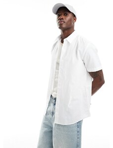 Selected Homme - Camicia a maniche corte in misto lino bianco