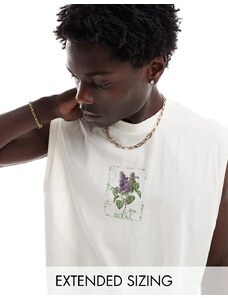 ASOS DESIGN - T-shirt oversize bianco sporco con stampa a fiori sul petto