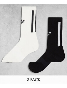 adidas Originals - Confezione da 2 paia di calzini con trifoglio neri e bianchi-Multicolore