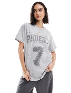 ASOS DESIGN - T-shirt oversize color ghiaccio mélange con stampa "Phoenix 7"-Grigio
