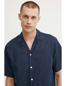 Marc O'Polo camicia di lino DENIM colore blu navy 5000005076