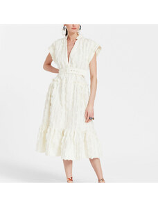 La DoubleJ Dresses gend - Jackie Midi Dress Tinos Ivory L 51%Cotton 49%Recycled Polyester
