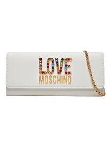 LOVE MOSCHINO - Pochette con logo in pietre multicolore - Colore: Bianco,Taglia: TU