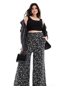Yours - Pantaloni con fondo ampio con stampa leopardata monocromatica-Multicolore