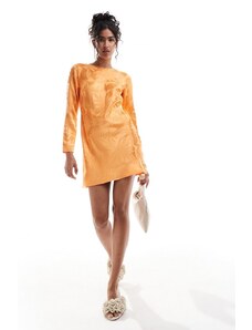 Never Fully Dressed - Soho - Vestito corto in raso con stampa impressa arancione
