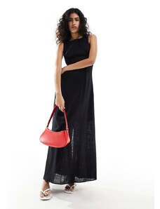 Selected Femme - Vestito lungo in misto lino nero