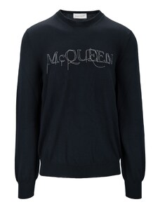 ALEXANDER McQueen MM1 752042 1059 Sweater-M Nero Lana, Metallo