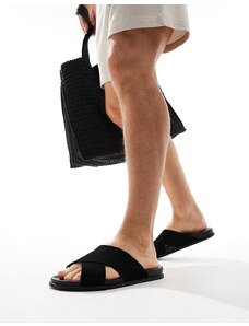 Truffle Collection - Sandali neri con cinturino incrociato-Nero