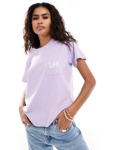 Lee Jeans - T-shirt lilla con logo sulla tasca-Viola