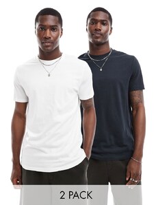 ASOS DESIGN - Confezione da 2 T-shirt nera e bianca-Multicolore