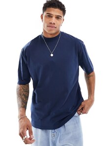 ASOS DESIGN - T-shirt accollata oversize blu navy