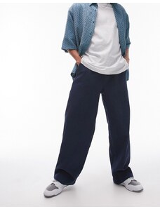 Topman - Pantaloni a fondo ampio testurizzati blu navy