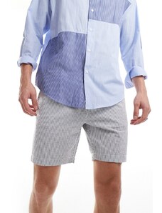 Threadbare - Pantaloncini in seersucker a righe blu e bianche-Bianco