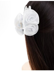 ASOS DESIGN - Fermaglio per capelli color avorio con decorazione floreale-Bianco