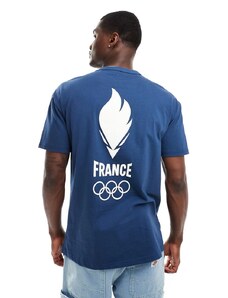 Le Coq Sportif - T-shirt blu con stampa della squadra Francia 2024