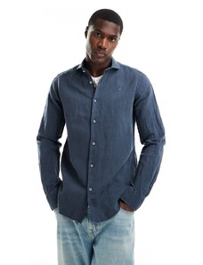 Scalpers - Camicia in lino blu navy vintage