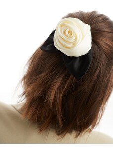 ASOS DESIGN - Elastico per capelli nero con fiore applicato