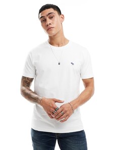 Abercrombie & Fitch - T-shirt bianca con logo in rilievo-Bianco