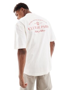 River Island - T-shirt écru con stampa Club de Sports-Neutro