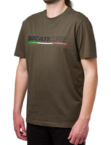 T-shirt da uomo verde militare con logo Ducati Corse