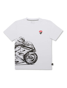 T-shirt da bambino bianca con stampa e logo Ducati Corse