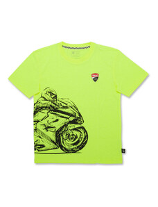 T-shirt da bambino giallo fluo con stampa e logo Ducati Corse