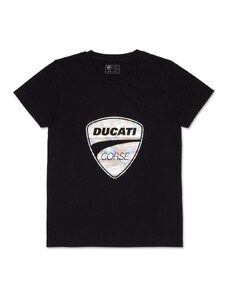 T-shirt da donna nera con logo Ducati Corse