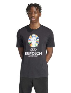 T-shirt nera da uomo con logo Uefa Euro 2024 multicolore adidas Oe Tee