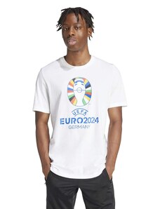 T-shirt bianca da uomo con logo Uefa Euro 2024 multicolore adidas Oe Tee