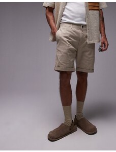 Topman - Pantaloncini chino skinny grigio pietra-Neutro