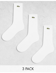 Lacoste - Confezione da 3 paia di calzini bianchi con logo-Bianco
