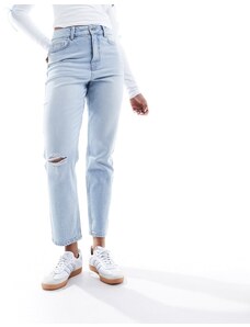 New Look - Mom jeans strappati alle ginocchia lavaggio blu