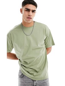 New Look - T-shirt oversize kaki chiaro-Verde