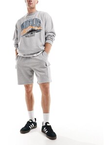 New Look - Pantaloncini cargo in jersey grigio mélange