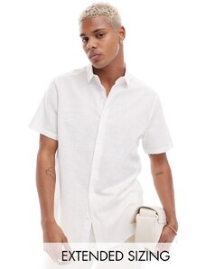 ASOS DESIGN - Camicia elegante vestibilità classica in misto lino bianca-Bianco