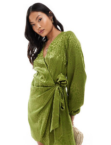 Never Fully Dressed Petite - Vienna - Vestito corto in raso jacquard verde