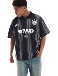 Pull&Bear - T-shirt sportiva rétro nera-Nero