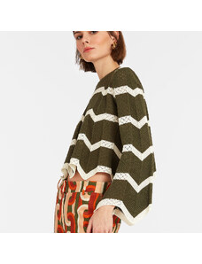 La DoubleJ Knitwear gend - Chevron Crop Sweater Solid Camouflage L 100% Cotton