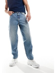 ASOS DESIGN - Jeans ampi lavaggio blu chiaro con baffature
